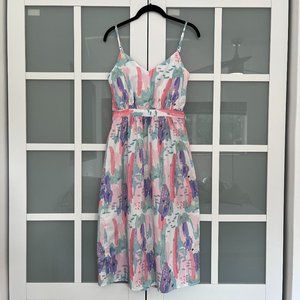 SOLD Frnch Midi Colorful Dress with Open Back